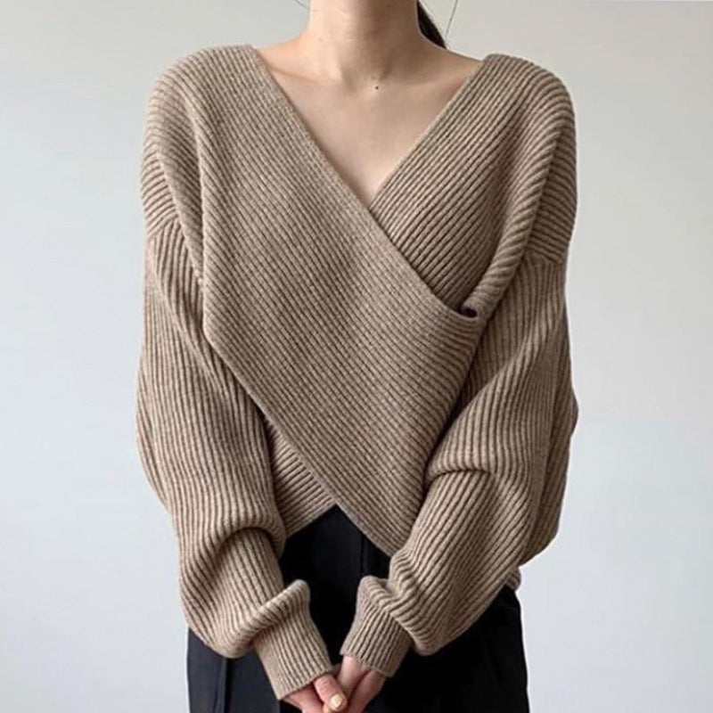 Noëlle™ | Pull en tricot croisé chic