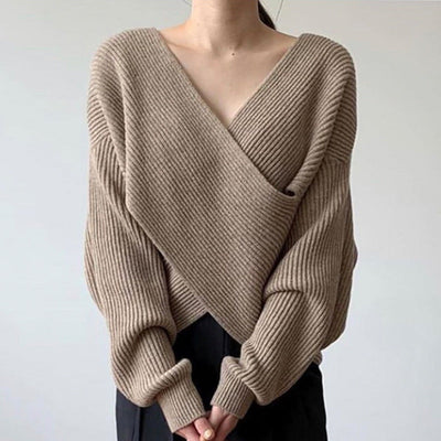Noëlle™ | Pull en tricot croisé chic