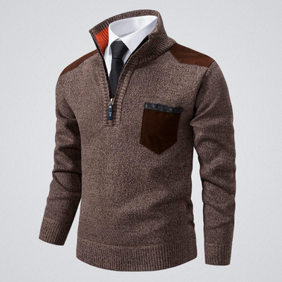 André | Pull zippé col polo – chaleur, élégance et caractère