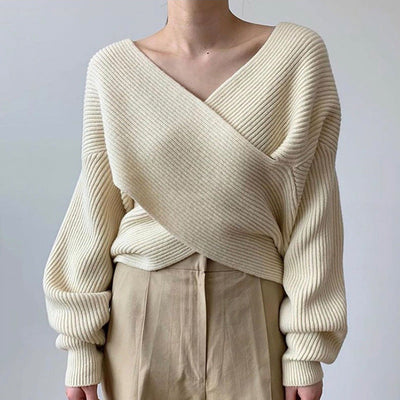 Noëlle™ | Pull en tricot croisé chic