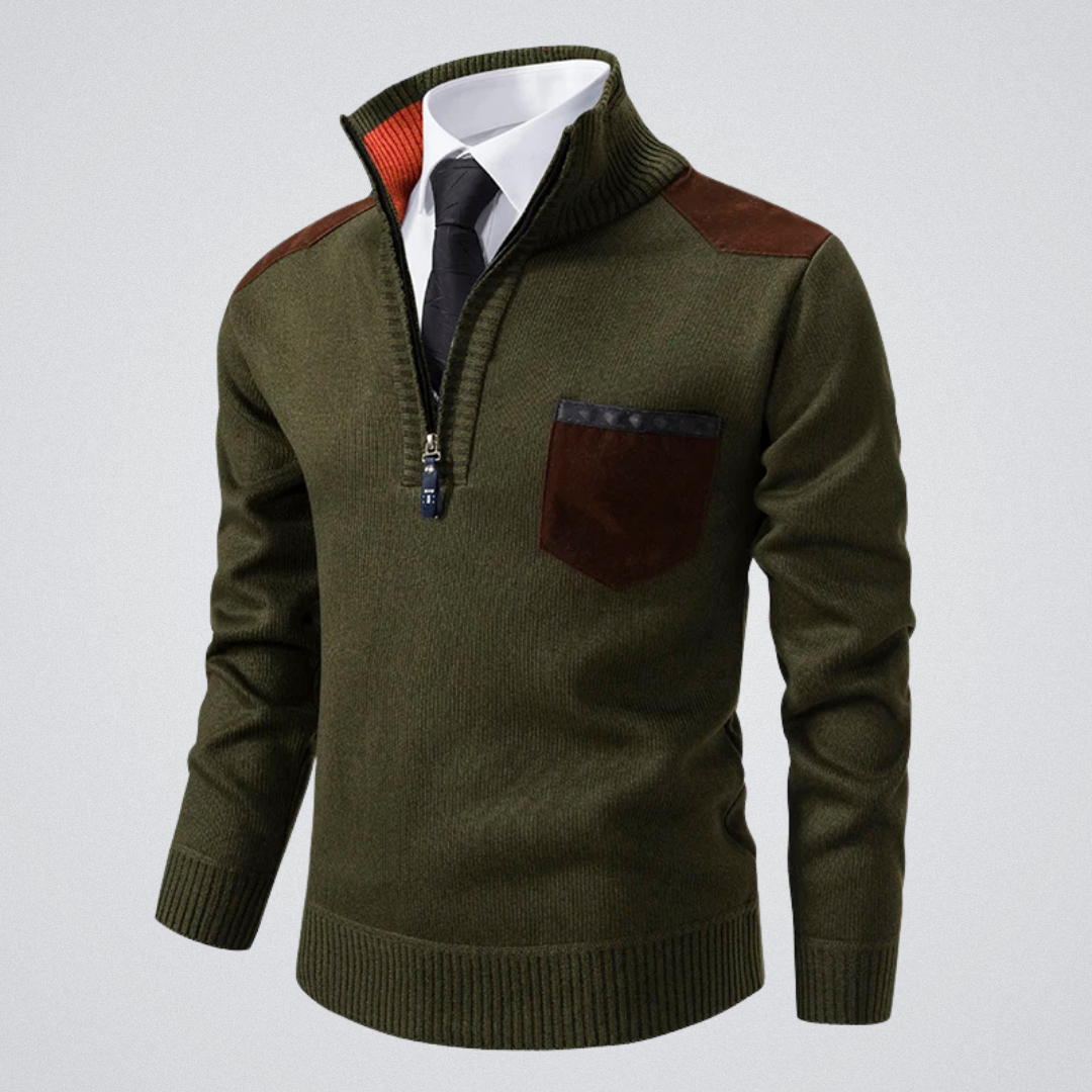 André | Pull zippé col polo – chaleur, élégance et caractère