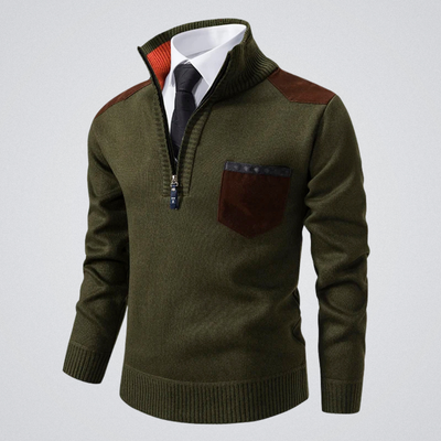 André | Pull zippé col polo – chaleur, élégance et caractère