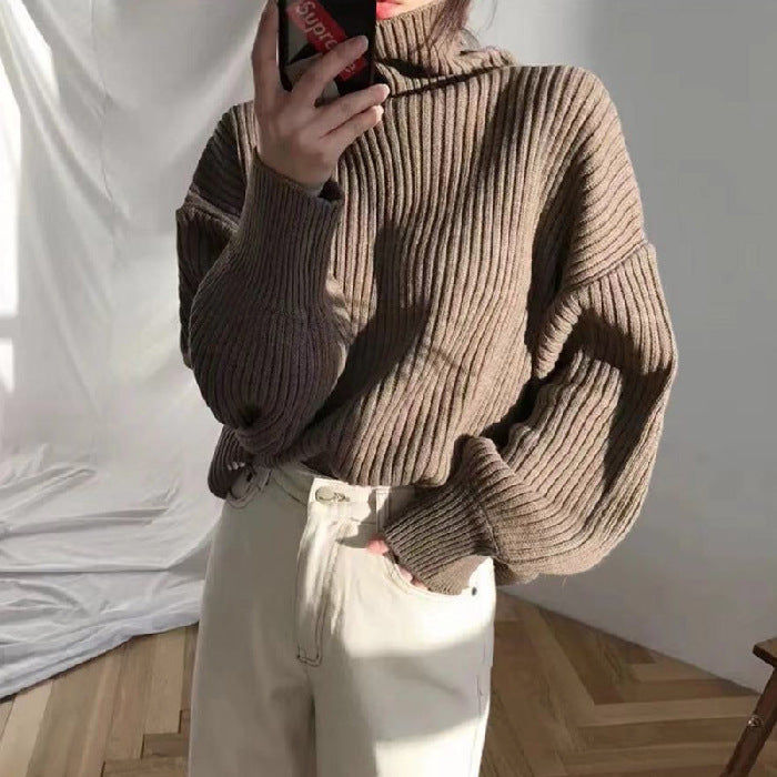 Noëlle™ | Luxe Pull à col roulé et à manches ballon