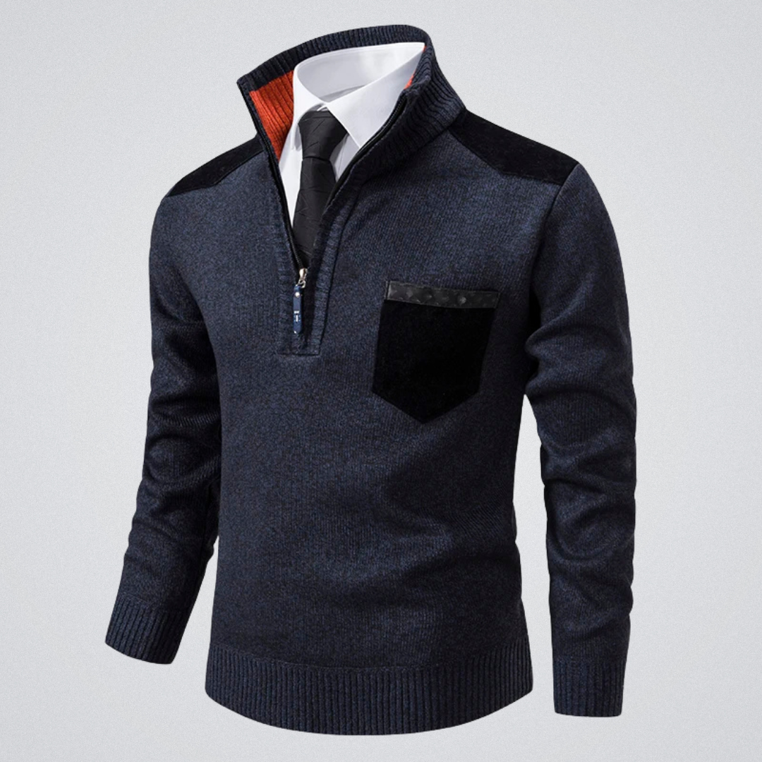 André | Pull zippé col polo – chaleur, élégance et caractère