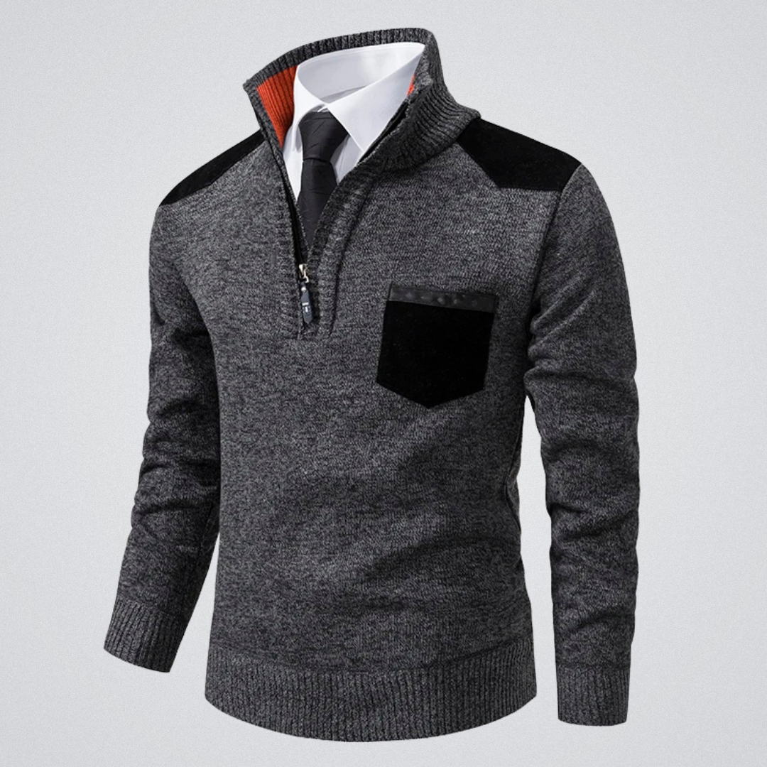 André | Pull zippé col polo – chaleur, élégance et caractère