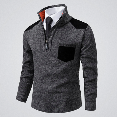 André | Pull zippé col polo – chaleur, élégance et caractère