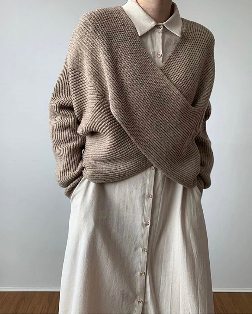 Noëlle™ | Pull en tricot croisé chic