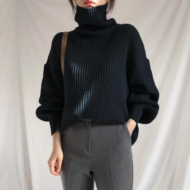 Noëlle™ | Luxe Pull à col roulé et à manches ballon