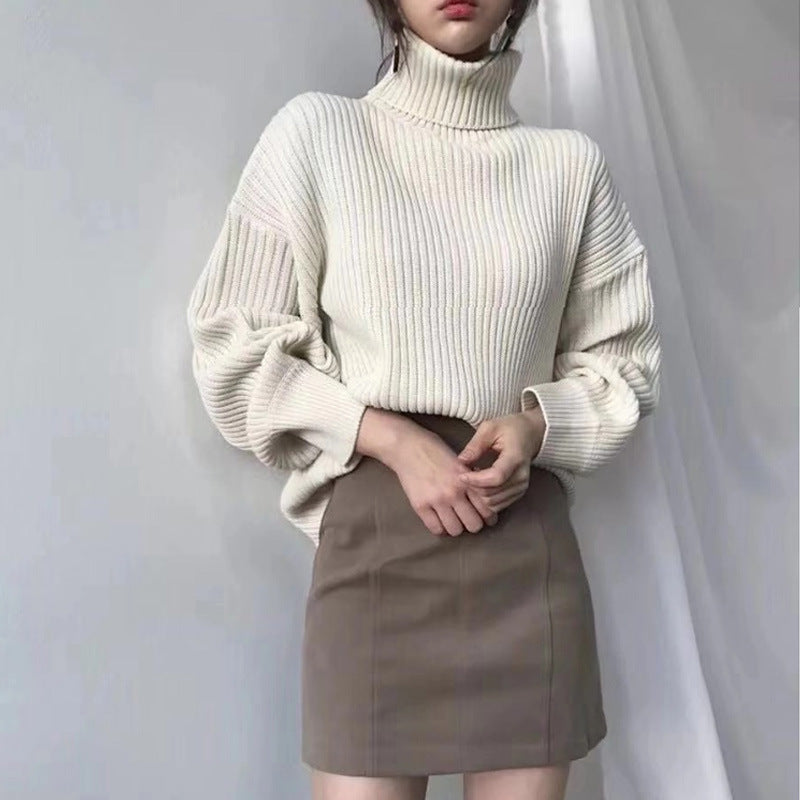 Noëlle™ | Luxe Pull à col roulé et à manches ballon
