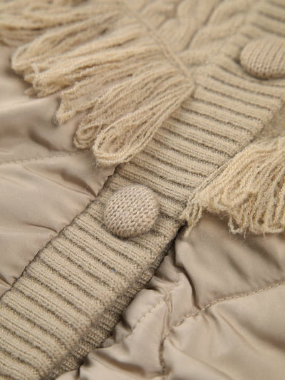 Noëlle™ | Veste matelassée en tricot torsadé patchwork