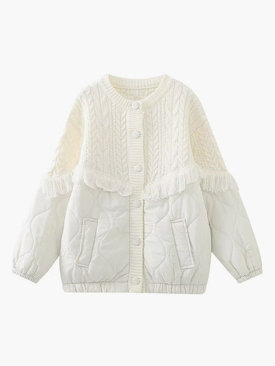 Noëlle™ | Veste matelassée en tricot torsadé patchwork