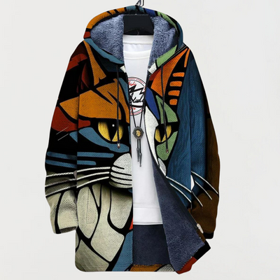 Lunaria | Cardigan Abstrait avec Visage de Chat