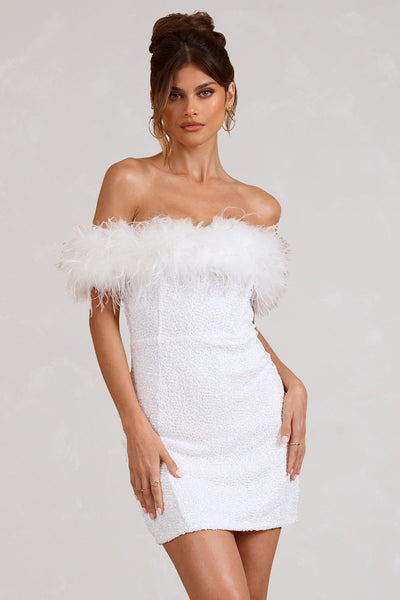 Noëlle™ | Robe à pailettes avec plumes