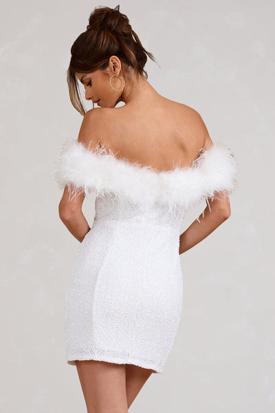Noëlle™ | Robe à pailettes avec plumes