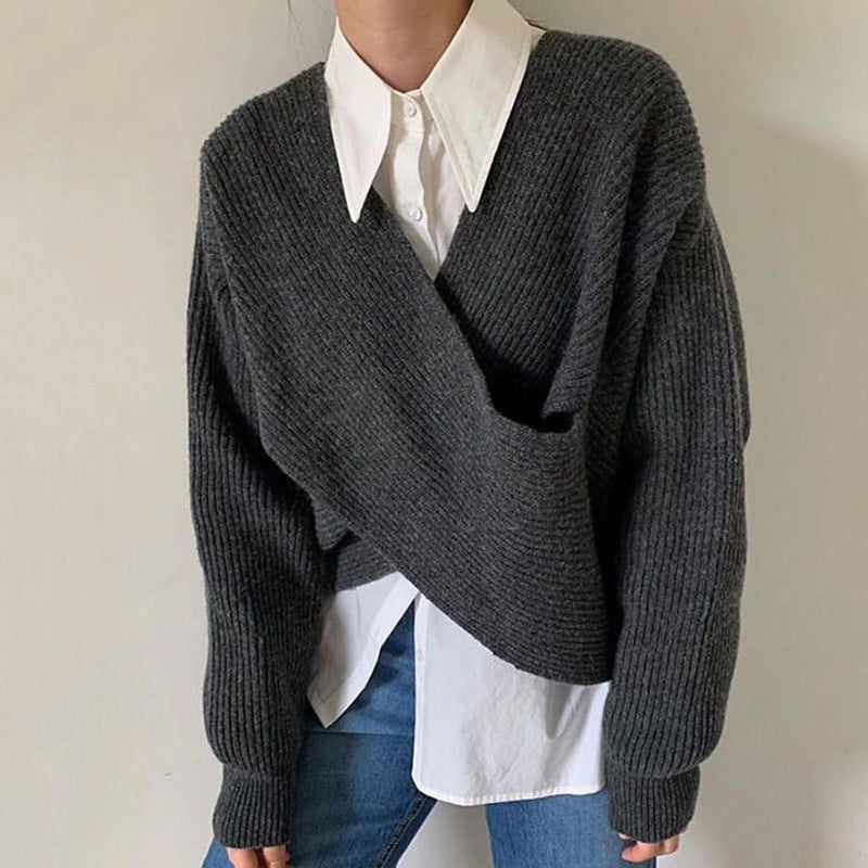 Noëlle™ | Pull en tricot croisé chic