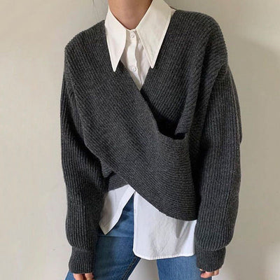 Noëlle™ | Pull en tricot croisé chic