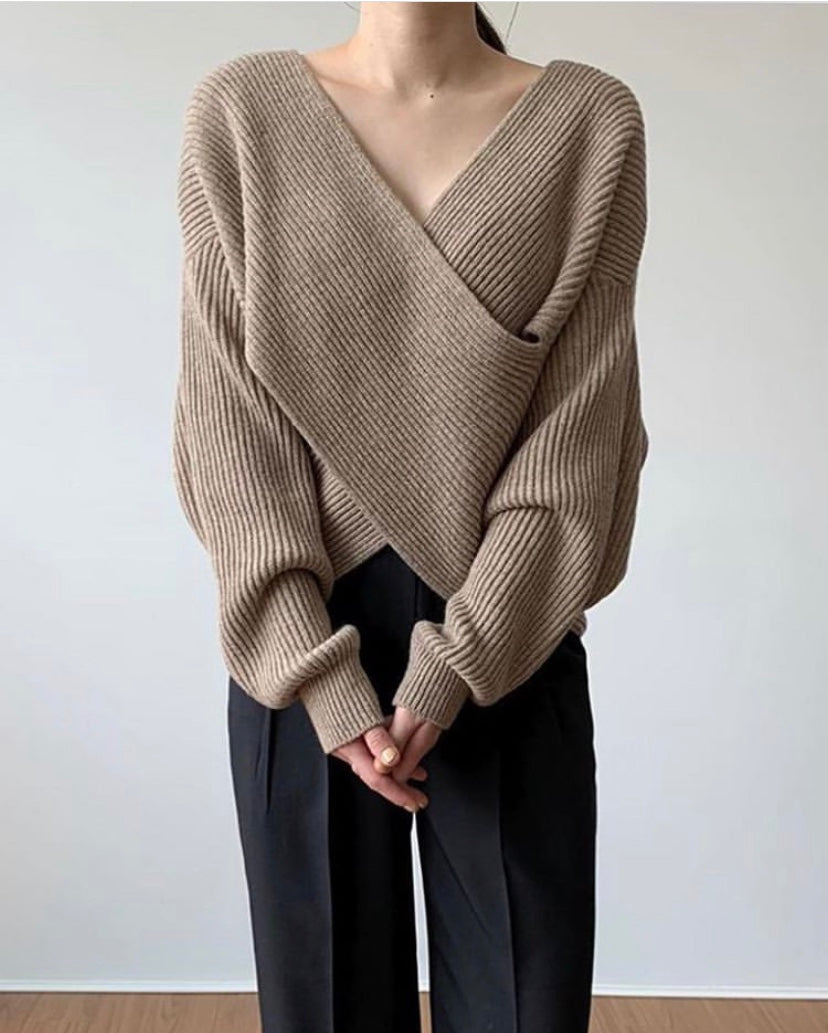 Noëlle™ | Pull en tricot croisé chic