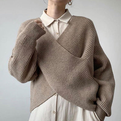 Noëlle™ | Pull en tricot croisé chic