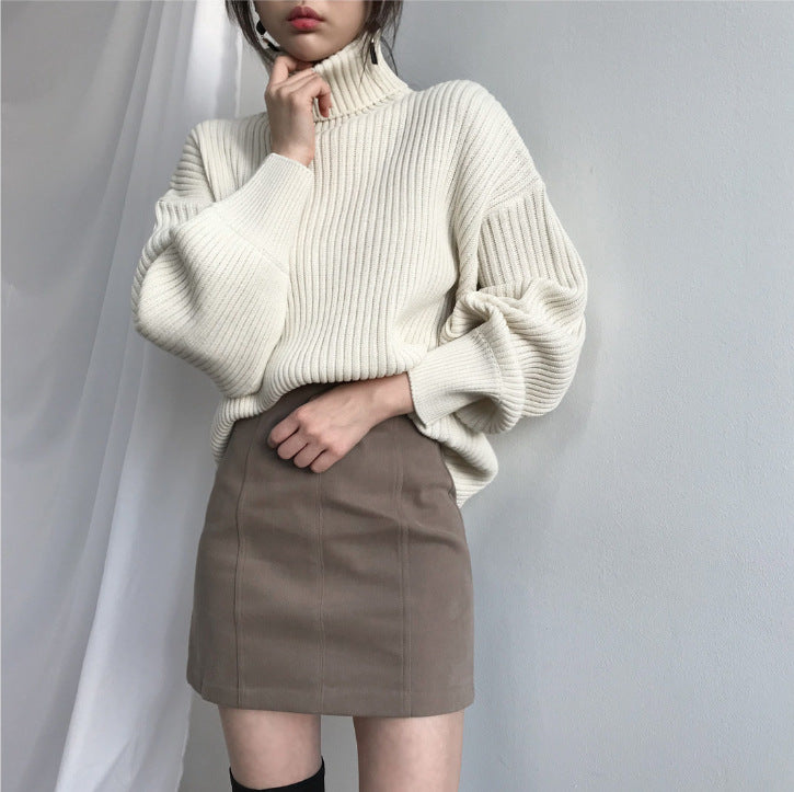 Noëlle™ | Luxe Pull à col roulé et à manches ballon