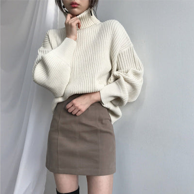 Noëlle™ | Luxe Pull à col roulé et à manches ballon